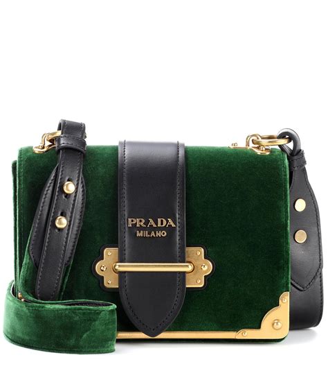 prada cahier shoulder bag black green|antique Prada handbags.